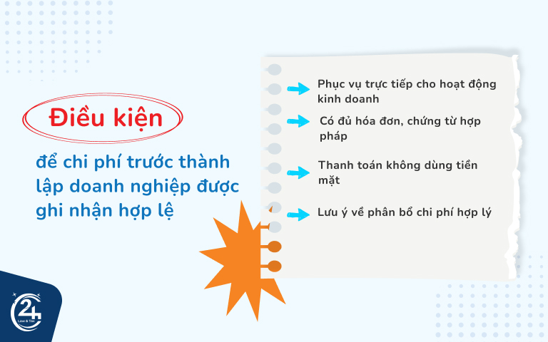 Các chi phí phát sinh trước khi thành lập doanh nghiệp 2 chi phí trước thành lập doanh nghiệp được ghi nhận hợp lệ