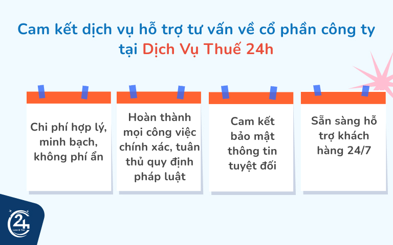 cam kết dịch vụ hỗ trợ tư vấn về cổ phần công ty