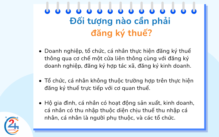 Đối tượng cần đăng ký thuế