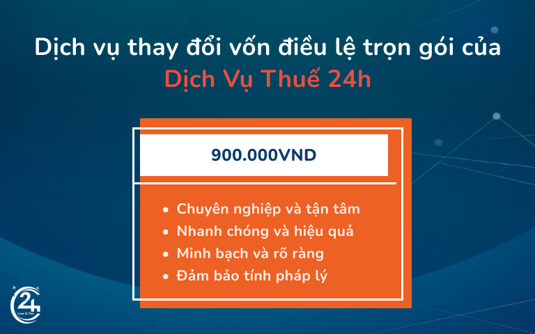 dịch vụ thay đổi vốn điều lệ trọn gói