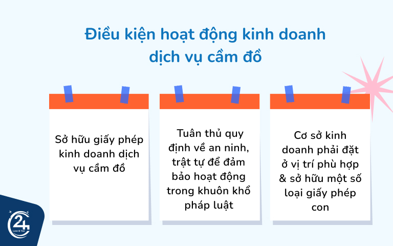 Điều kiện hoạt động kinh doanh dịch vụ cầm đồ