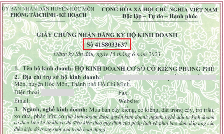 Giấy chứng nhận hộ kinh doanh