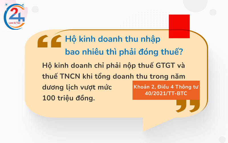 Tính thuế hộ kinh doanh 2025: Cách tính và các loại thuế phải nộp 1 Hộ kinh doanh thu nhập bao nhiêu thì phải đóng thuế?