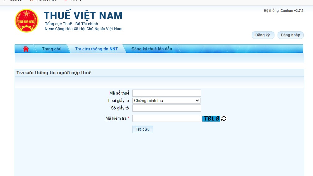 Tra mã số thuế cá nhân tại trang Thuế điện tử