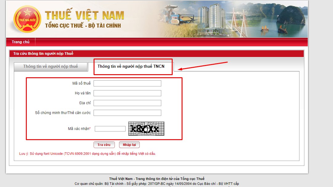 Tra mã số thuế TNCN