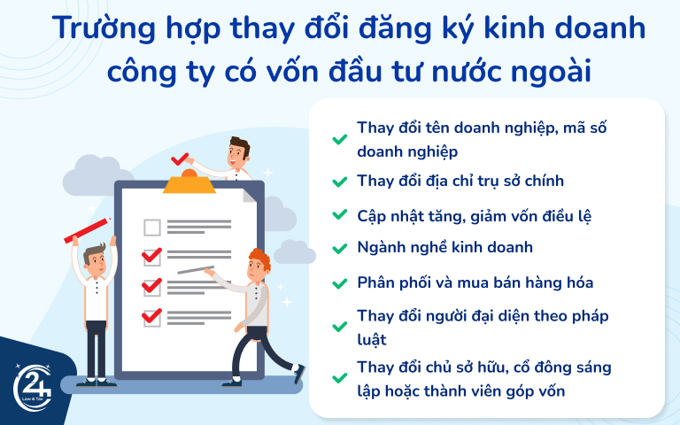 Trường hợp thay đổi đăng ký kinh doanh công ty có vốn đầu tư nước ngoài